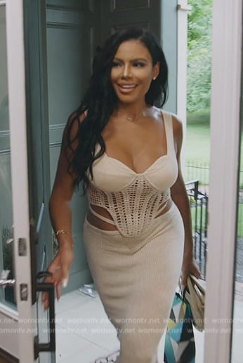 Mia's crochet corset knit top on The Real Housewives of Potomac