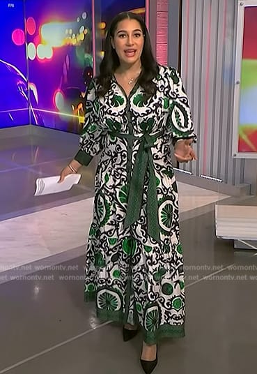 Morgan's green floral print shirtdress on NBC News Daily