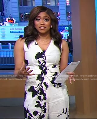 Morgan's white floral vest and pants on Good Morning America
