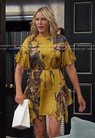 Nicole's yellow butterfly print dress on Days of our Lives