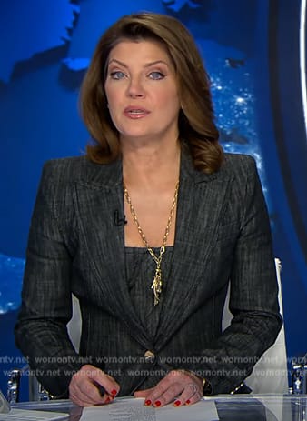 Norah's black blazer and top on CBS Evening News