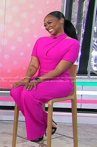 Rhea Williams's pink twisted jumpsuit on Today