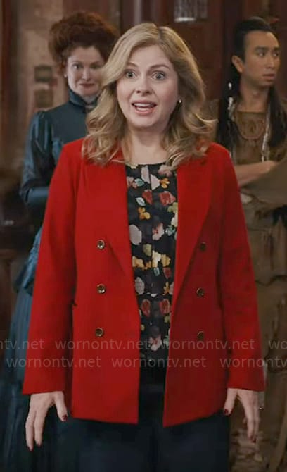 Sam's floral top and red jacket on Ghosts