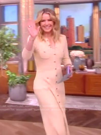 Sara's textured button front sweater dress on The View