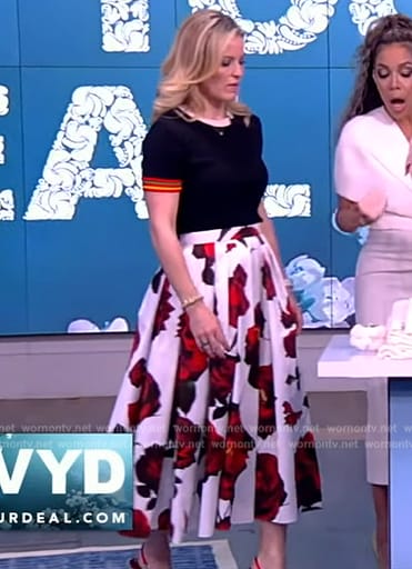 Sara's black top and floral pleated skirt on The View