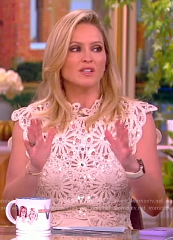 Sara's white sequin crochet top on The View