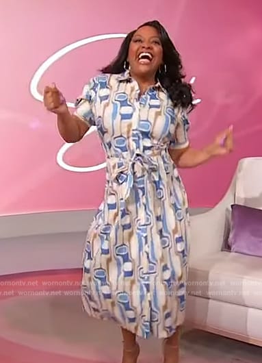 Sherri's printed tie waist dress on Sherri