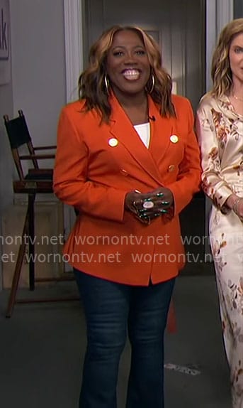 Sheryl's orange double-breasted blazer on The Talk