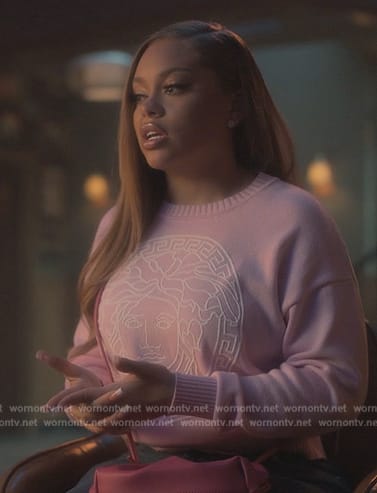 Sloane's pink graphic sweatshirt on Grown-ish