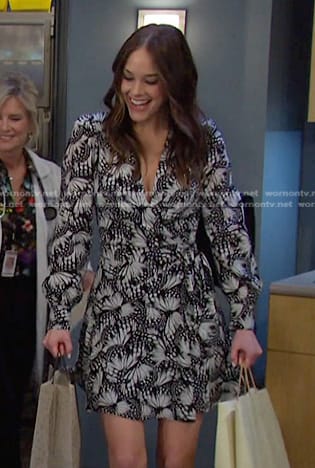 Stephanie's black butterfly print dress on Days of our Lives
