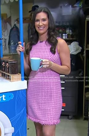 Stephanie Mansour's pink tweed sleeveless dress on Today