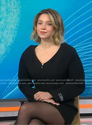 Sydney Sweeney's black zip front mini dress on Today