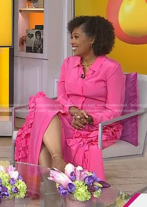 Tembi Locke's pink ruffle shirtdress on Today