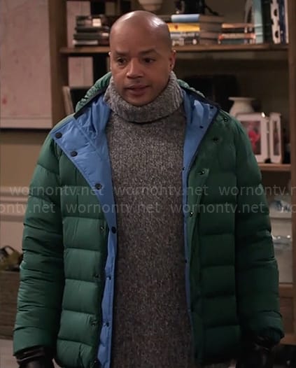 Trey's green puffer jacket on Extended Family