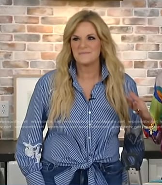 Trisha Yearwood's blue striped tie front shirt on Good Morning America