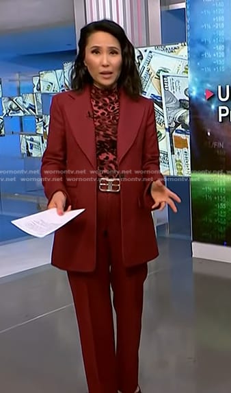 Vicky's leopard top and red suit on NBC News Daily