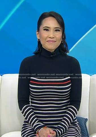 Vicky's black striped sweater dress on Today