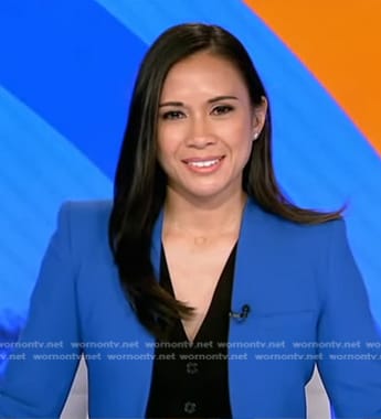 Christiane Cordero's blue open jacket on Good Morning America