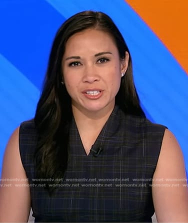 Christiane Cordero's plaid v-neck dress on Good Morning America