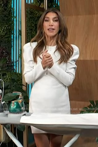Adrianna Costa's white puff sleeve dress on Access Hollywood