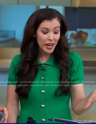 Ali Rosen's green button front knit dress on Good Morning America