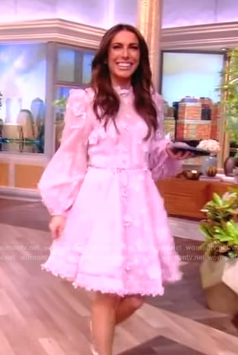 Alyssa's pink floral applique dress on The View