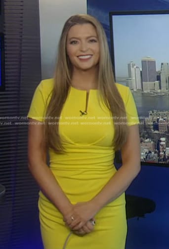 Dani's yellow gathered dress on Good Morning America