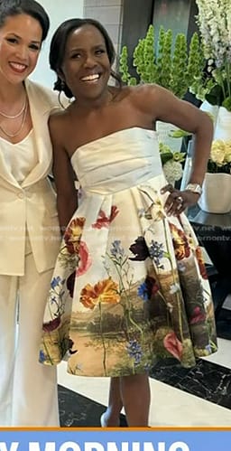 Deborah Roberts's floral strapless dress on Today