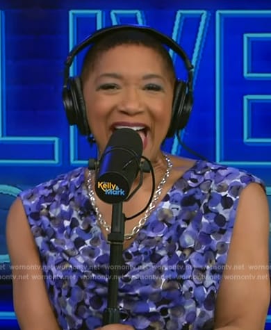 Deja Vu's blue cowl neck dress on Live with Kelly and Mark