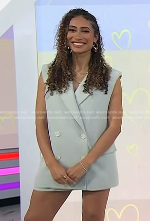 Elaine Welteroth's light blue sleeveless blazer and skirt on Today