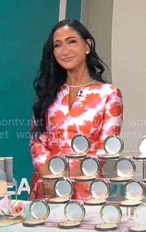Elizabeth Werner's red floral dress on CBS Mornings