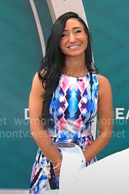 Elizabeth Werner's printed fit and flare dress on CBS Mornings