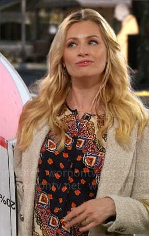 Gemma's scarf print top on The Neighborhood