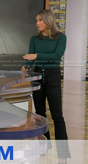 Ginger's black pants with white buttons on Good Morning America