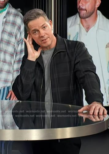 Jason's black check jacket on E! News
