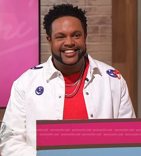 Jawn's white embroidered denim jacket on Sherri