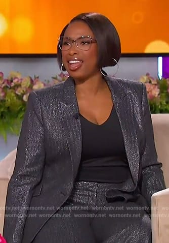 Jennifer's metallic pinstripe blazer and pants on The Jennifer Hudson Show