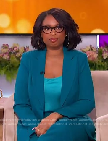 Jennifer's teal blazer and pants on The Jennifer Hudson Show
