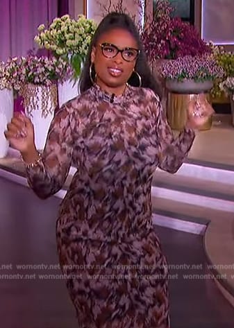 Jennifer's abstract print mesh dress on The Jennifer Hudson Show
