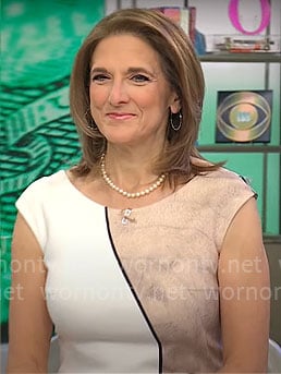 Jill Schlesinger's two-tone print dress on CBS Mornings