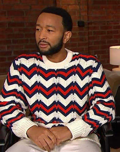John Legend's chevron stripe sweater on E! News