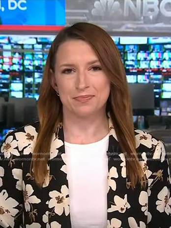 Julia Jester's black floral blazer on NBC News Daily