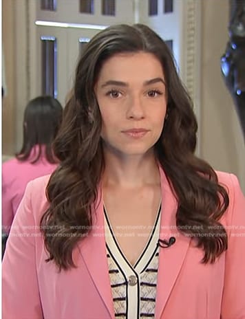 Julie's white striped v-neck knit dress on NBC News Daily