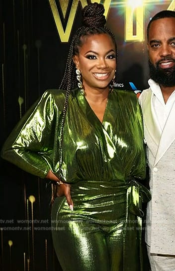 Kandi's green metallic jumpsuit on Sherri