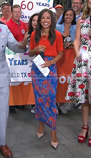 Kaylee's blue floral ruched skirt on Today