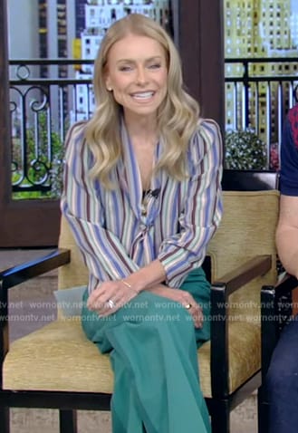 Kelly's striped blouse on Live with Kelly and Mark
