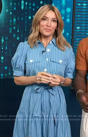 Kit's blue striped shirtdress on Access Hollywood