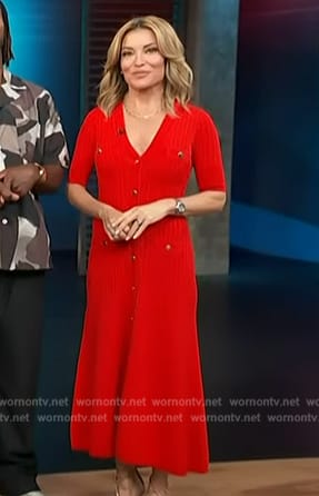 Kit's red button front dress on Access Hollywood