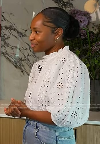 Lara Adekoya's white eyelet blouse on Today