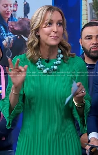 Lara's green ribbed mini dress on Good Morning America